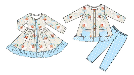 25.5.10 custom each style moq 5eta 4-6week Sibling Sisters Christmas baby girl long sleeve pants sets and dress match family design