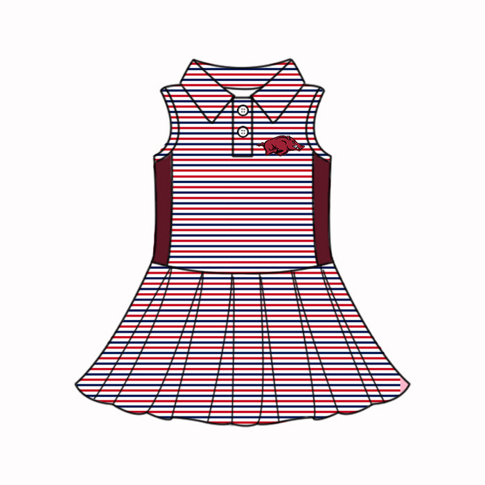 Custom summer teams baby girls clothes team brick red sets dress top-25.5.5
