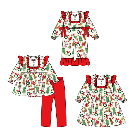 25.8.8 custom each style moq 5eta 4-6week Sibling Sisters Christmas baby girl long sleeve pants sets and dress and rompers match family design