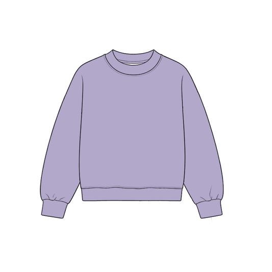 Custom moq 5 girls  Blank Cotton Taro purple long-sleeve crew-neck sweatshirt