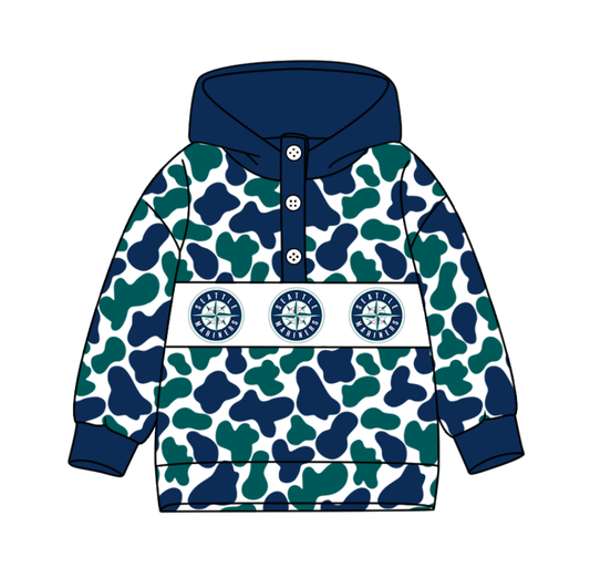 2-Custom moq 8 mix size milk silk summer team baby boy clothes camouflage dark green hooded long sleeve top-25.10.9