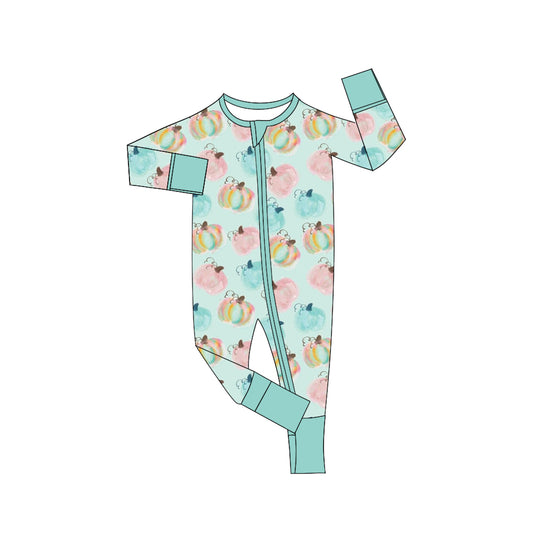 6.4 custom each style moq 5eta 4-6week baby boys clothes pumpkin teal long sleeve baby romper