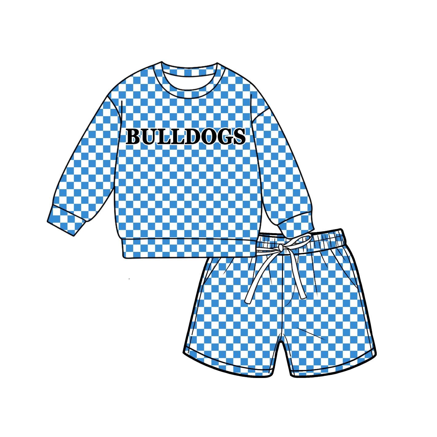 custom moq 5 mix size MSD070803 Baby Kids Casual Checked Long Sleeve Top Drawstring Shorts Clothes Set