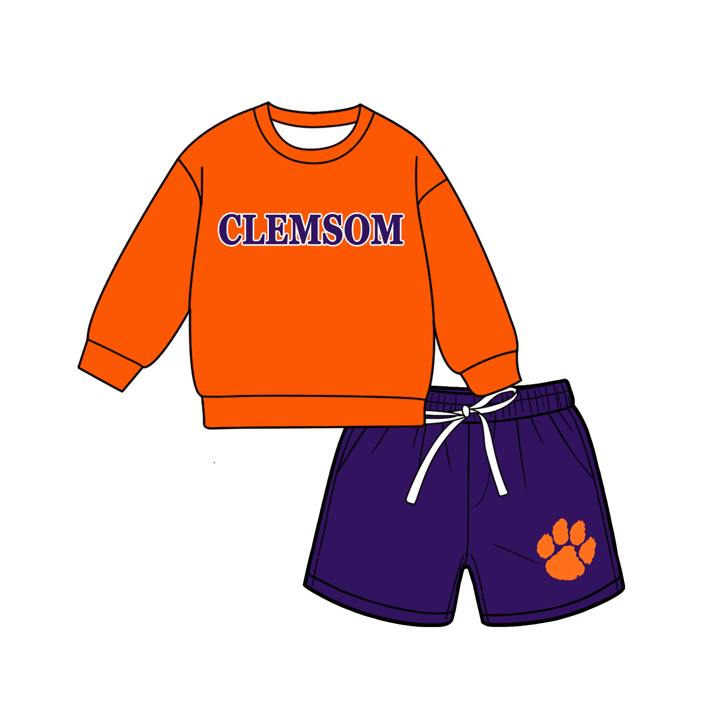 custom moq 5 mix size MSD070903 Baby Kids Casual Long Sleeve Top Drawstring Shorts Clothes Set