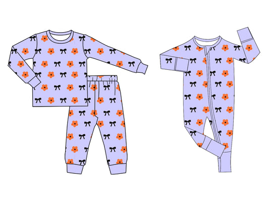 25.7.28 custom each style moq 5eta 4-6week Sibling Sister bow floral baby girl long sleeve pants sets and rompers match family design