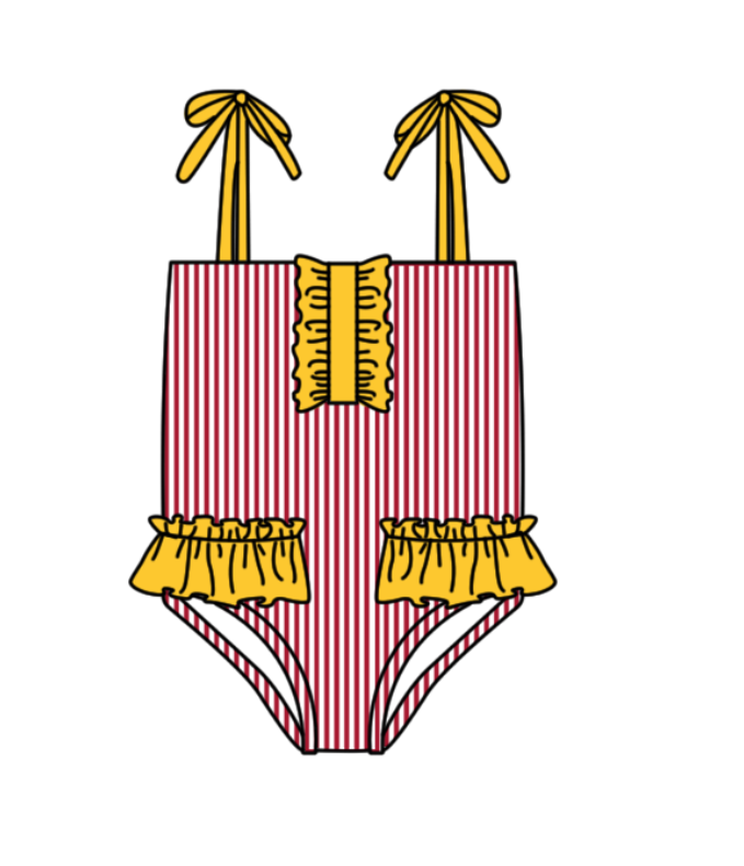 Custom moq 5 mix size milk silk summer teams baby girl boys clothes Red Two-Piece Swimsuit Set One Piece Swimsuits boy swim trunks