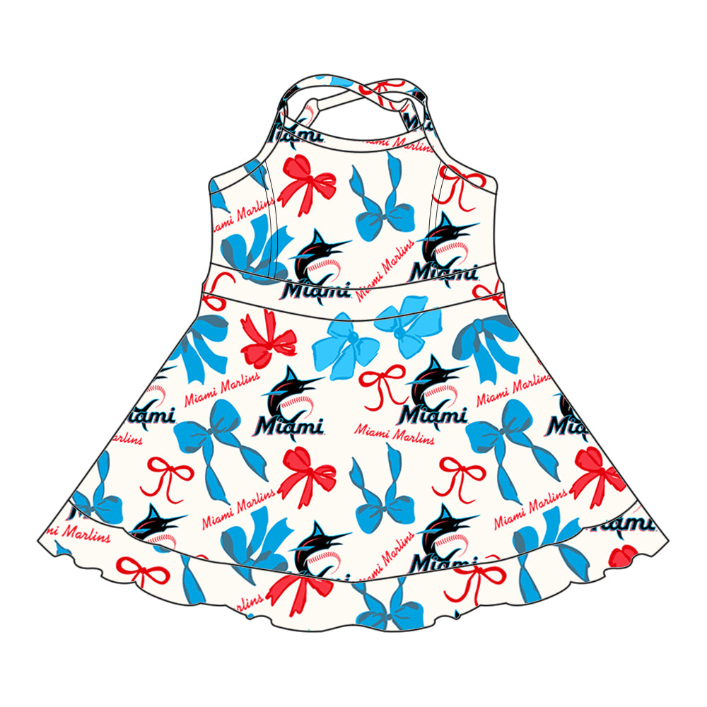 Custom moq 5 mix sizes summer teams baby girls clothes team sky blue short sleeve skirts shorts sets dress 1 and dress 2 and dress 3 and dress 4-25.5.22