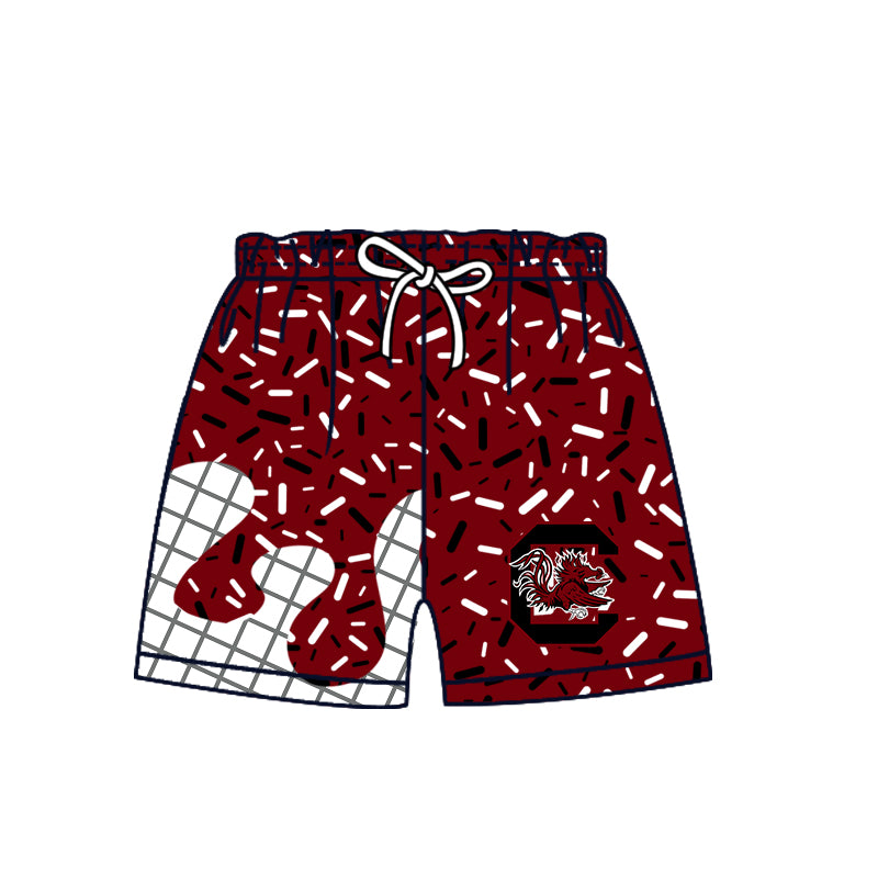 Custom moq 5 mix size milk silk summer teams Baby Camo Hooded Short Sleeve Top and Shorts Set Ice Cream Drips Dark Red Hooded Top with Matching Shorts