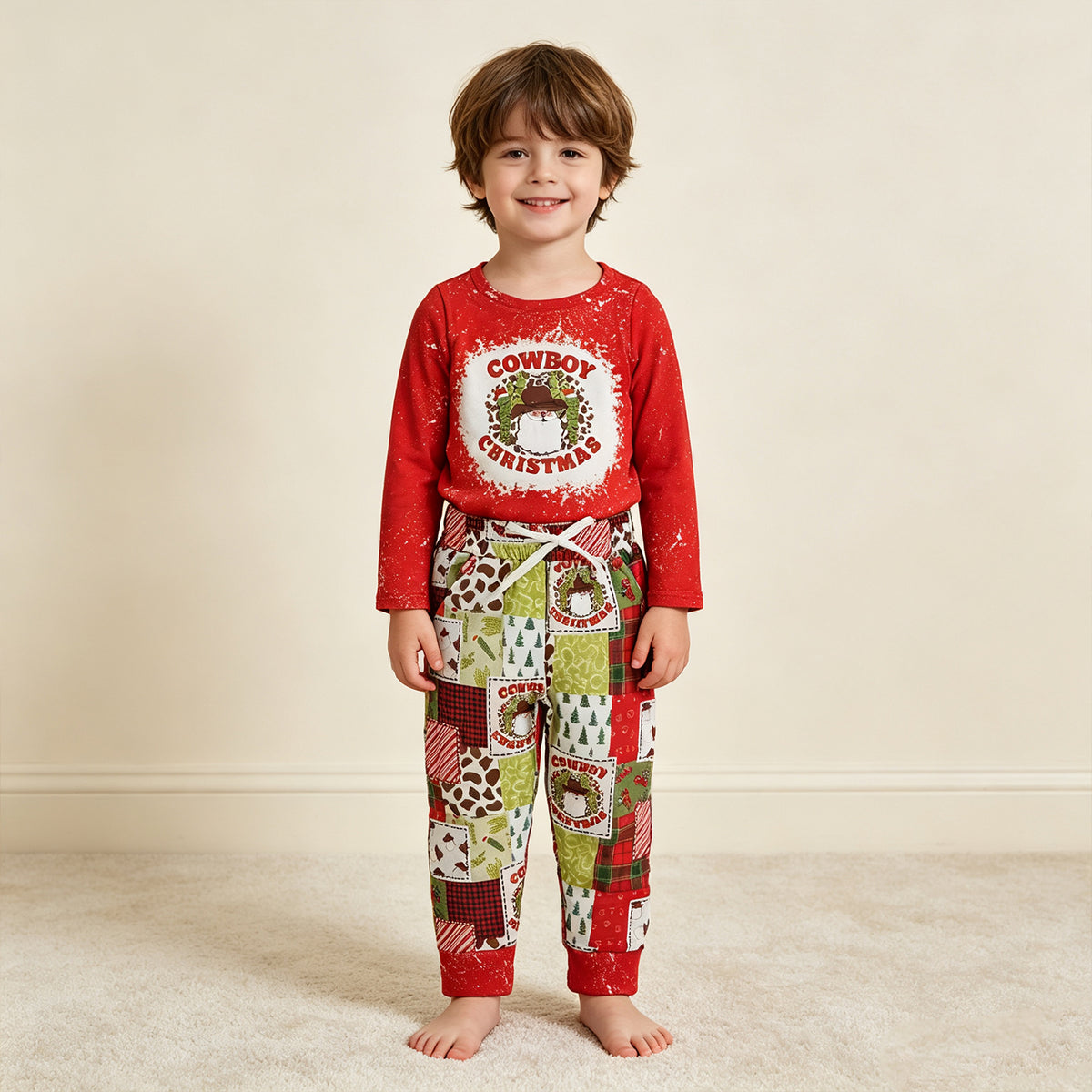 NEW RTS NO MOQ milk silk BLP0375 Baby Boys Cowboy Red Long Sleeve Tops Pants Clothes Sets