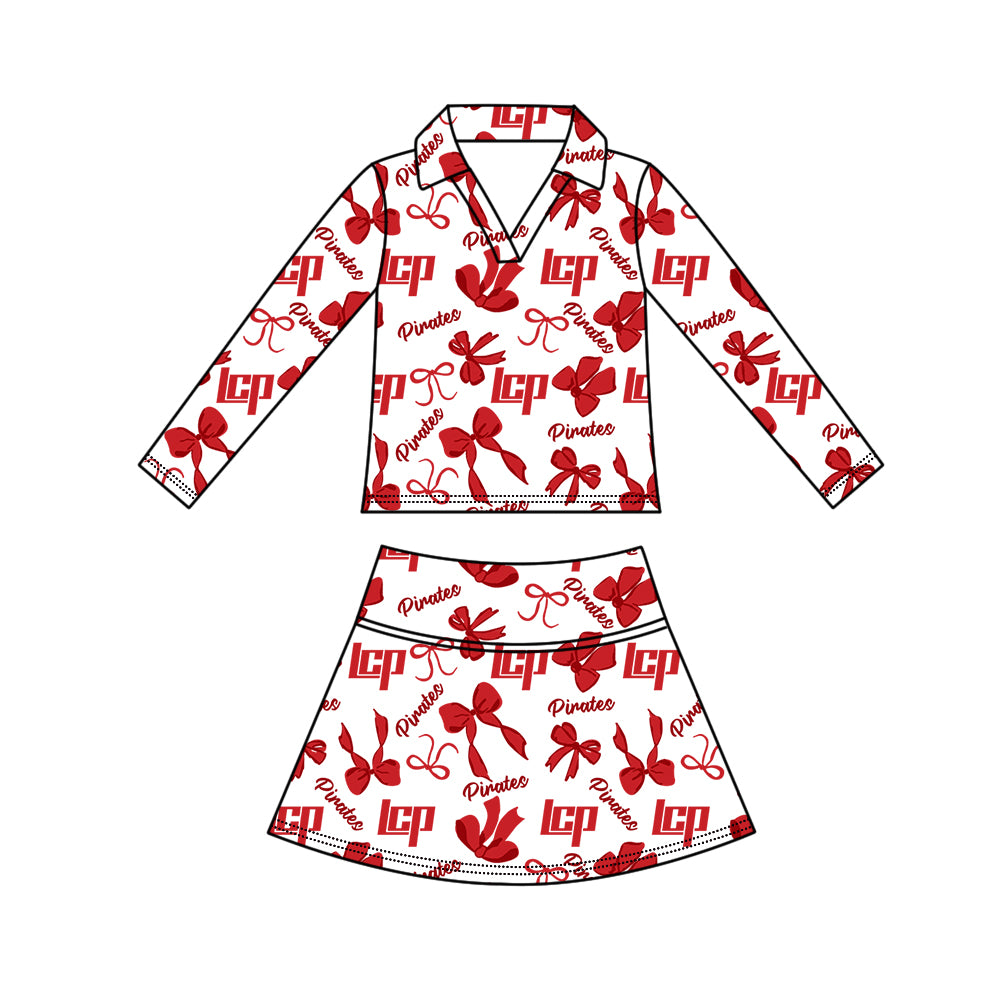 Custom moq 5 mix size milk silk summer teams Girls Red  Polka Dot Sleeveless Top Shorts Set Top Skirt Short Set Long Sleeve Pullover Tops