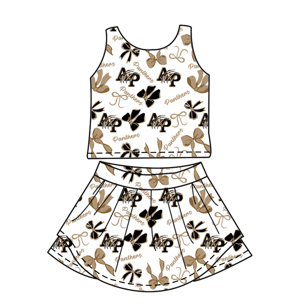 Custom moq 5 mix sizes summer teams baby girls clothes team khaki short sleeve skirts shorts sets 1 and skirts sets 2 and dress 1 and dress 2 and dress 3 and dress 4-25.6.11