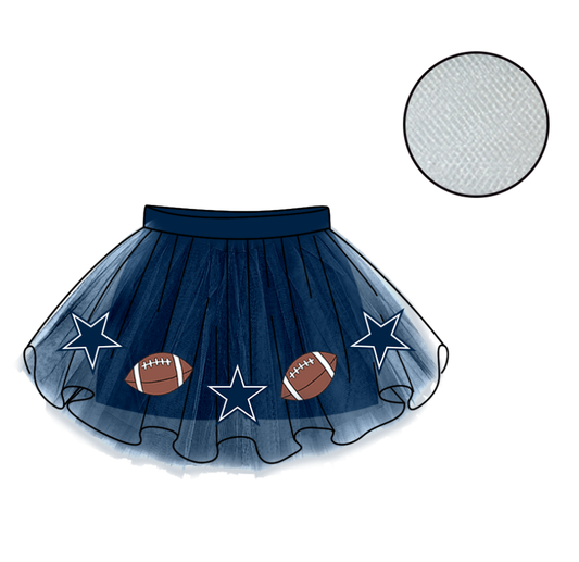 Custom moq 5 mix size milk silk summer teams Baby Girl's Navy Blue Mesh Skirt Summer Team Cute Clothes