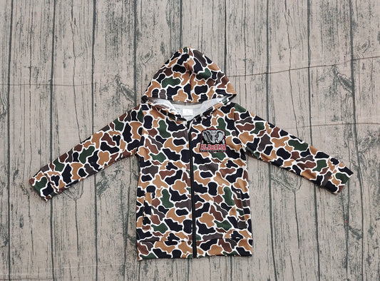 Custom moq 5 mix size milk silk baby boys clothes team summer camouflage zipper hooded long sleeve top-25.11.22