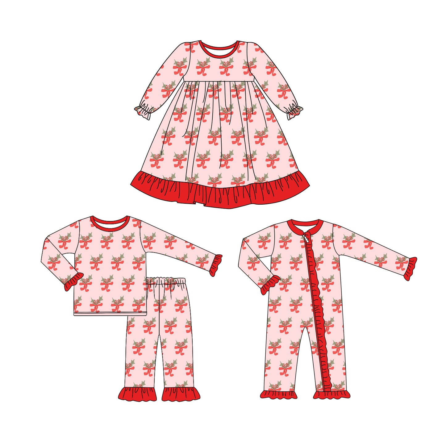 25.6.24 custom each style moq 5eta 4-6week Sibling Sisters Christmas baby girl long sleeve pants sets and dress and rompers match family design