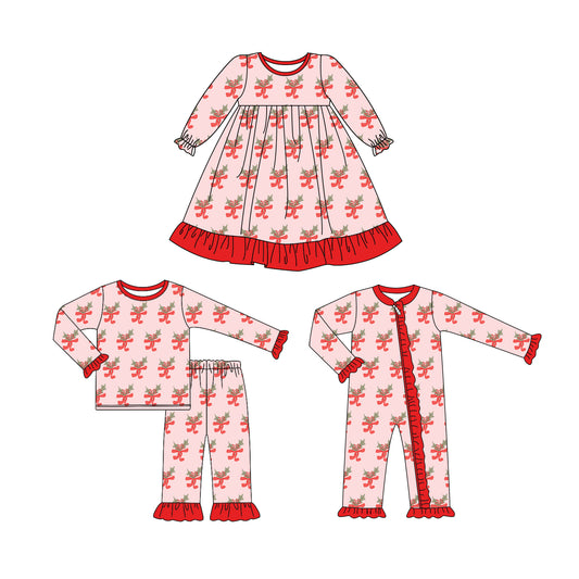 25.6.24 custom each style moq 5eta 4-6week Sibling Sisters Christmas baby girl long sleeve pants sets and dress and rompers match family design