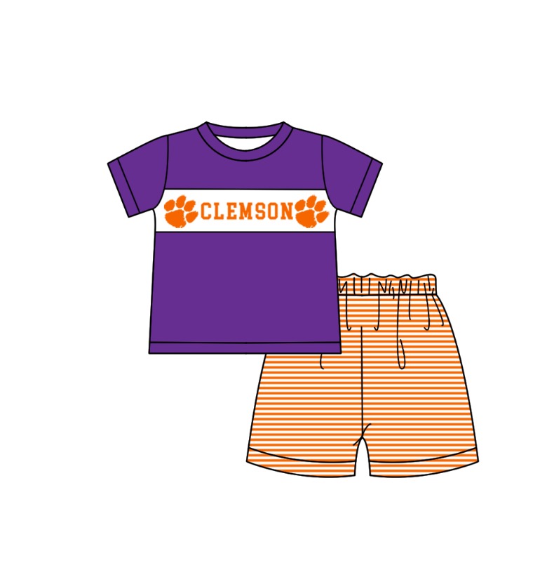 Custom moq 5 mix size milk silk summer teams baby girl boys clothes orange short sleeve shorts sets 2 and brief sets and dress and rompers 2 series