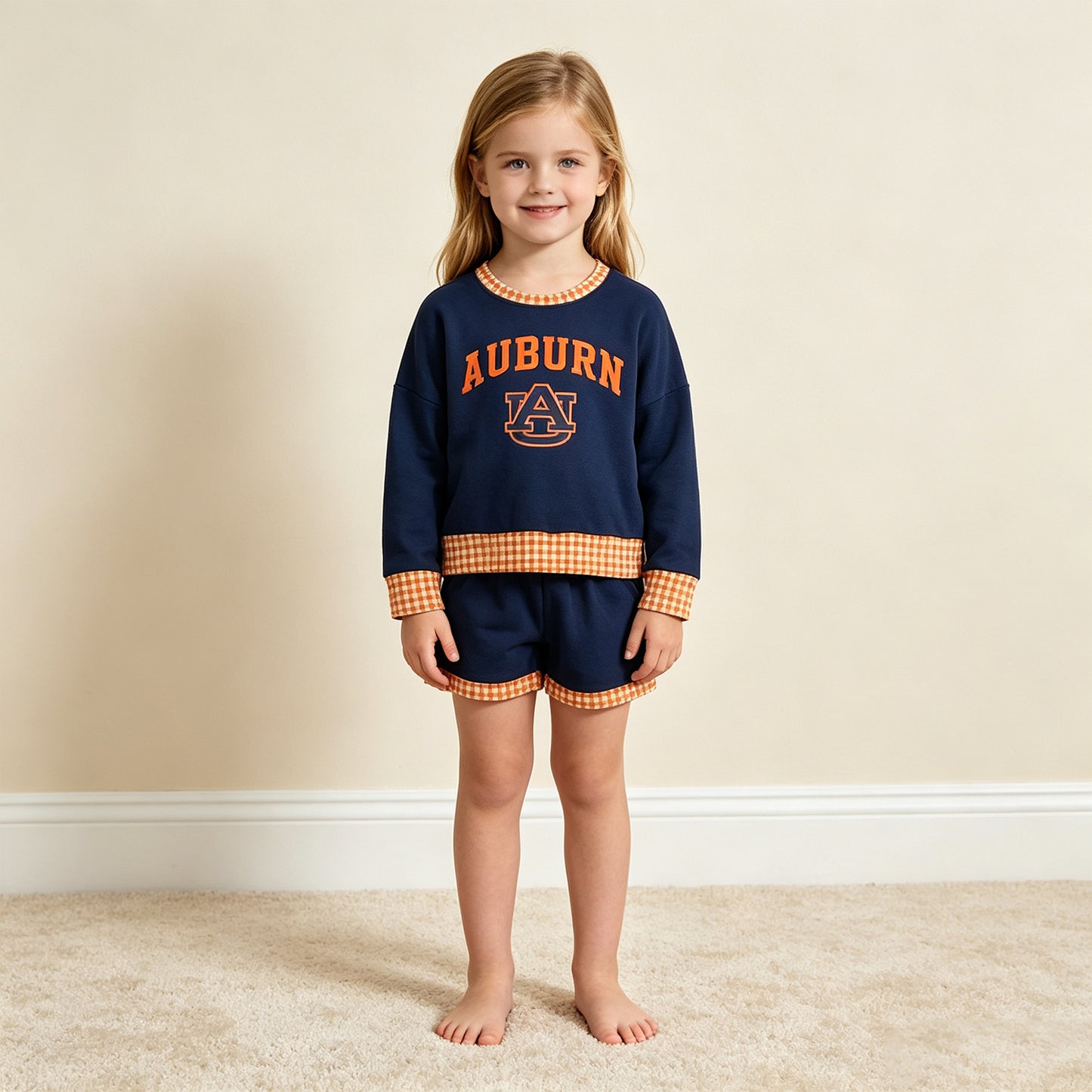 NEW RTS NO MOQ Vinyl GLS0162 Baby Boys Long Sleeve Top Pockets Short Team Set