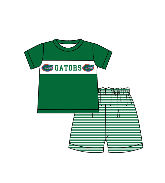Custom moq 5 mix size milk silk summer teams baby girl boys clothes green short sleeve shorts sets 2 and brief sets and dress and rompers 2 series