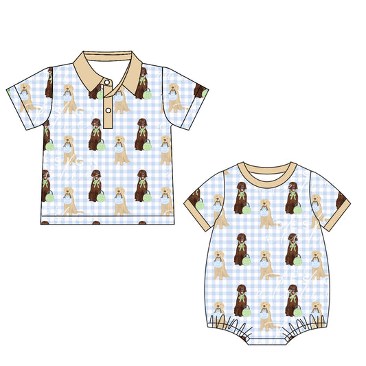 25.5.28 custom each style moq 5eta 4-6week Sibling Sister puppy baby boy short sleeve rompers and top match family design