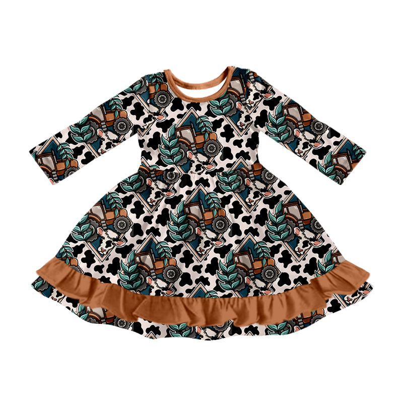 8.19 custom each style moq 5eta 4-6week Sibling Sister cow head baby boys sets and dress and rompers match family design