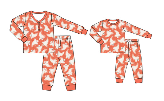 25.5.12 custom each style moq 5eta 4-6week Sibling Sister ghost long sleeve pants sets and adult sets match design