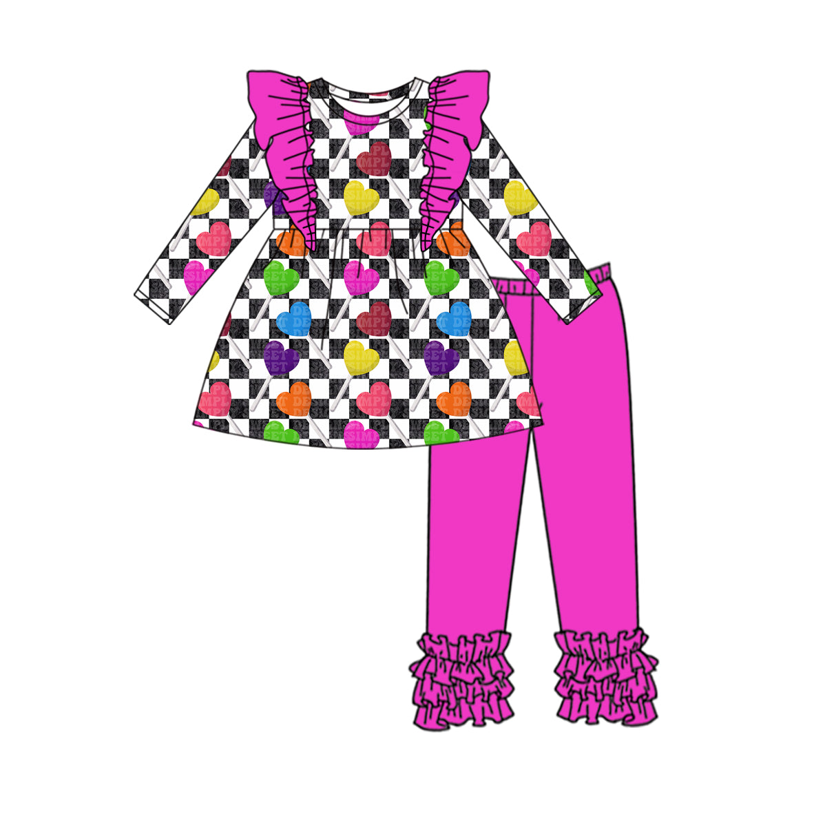 10.10 custom each style moq 5eta 4-6week baby girls clothes love purple long sleeve pants sets