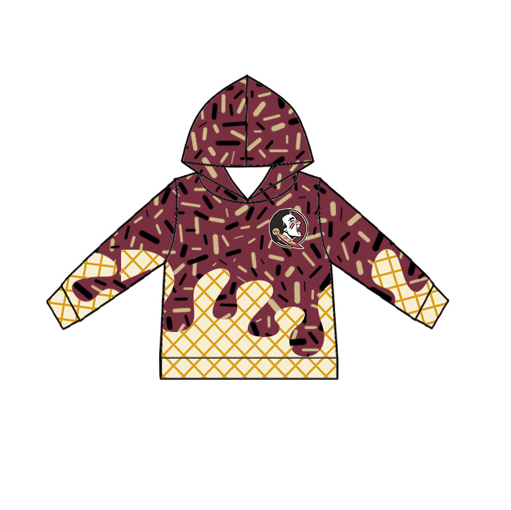 Custom moq 5 mix size milk silk baby girls clothes team brick red hooded long sleeve tops and skirt and dress and shorts 1 and shorts 2-25.7.3