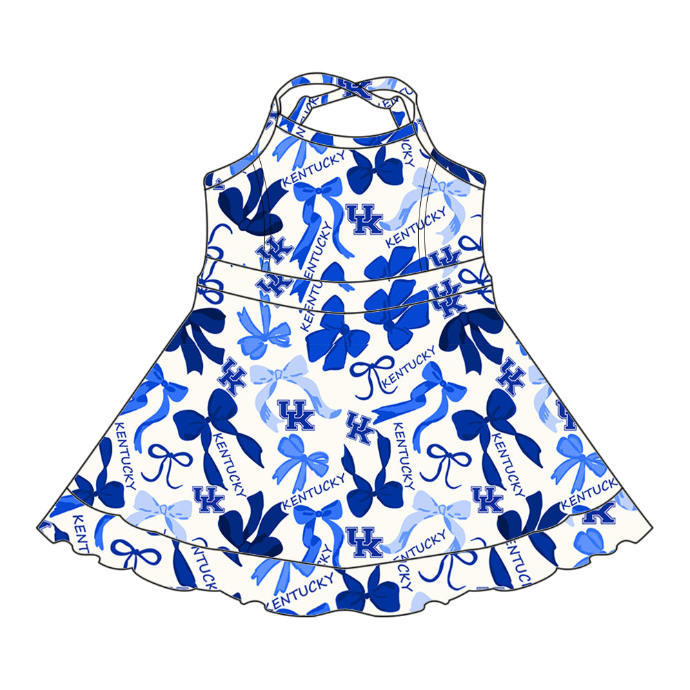 Custom moq 5 mix sizes summer teams baby girls clothes team blue short sleeve skirts shorts sets dress 1 and dress 2 and dress 3 and dress 4-25.5.14