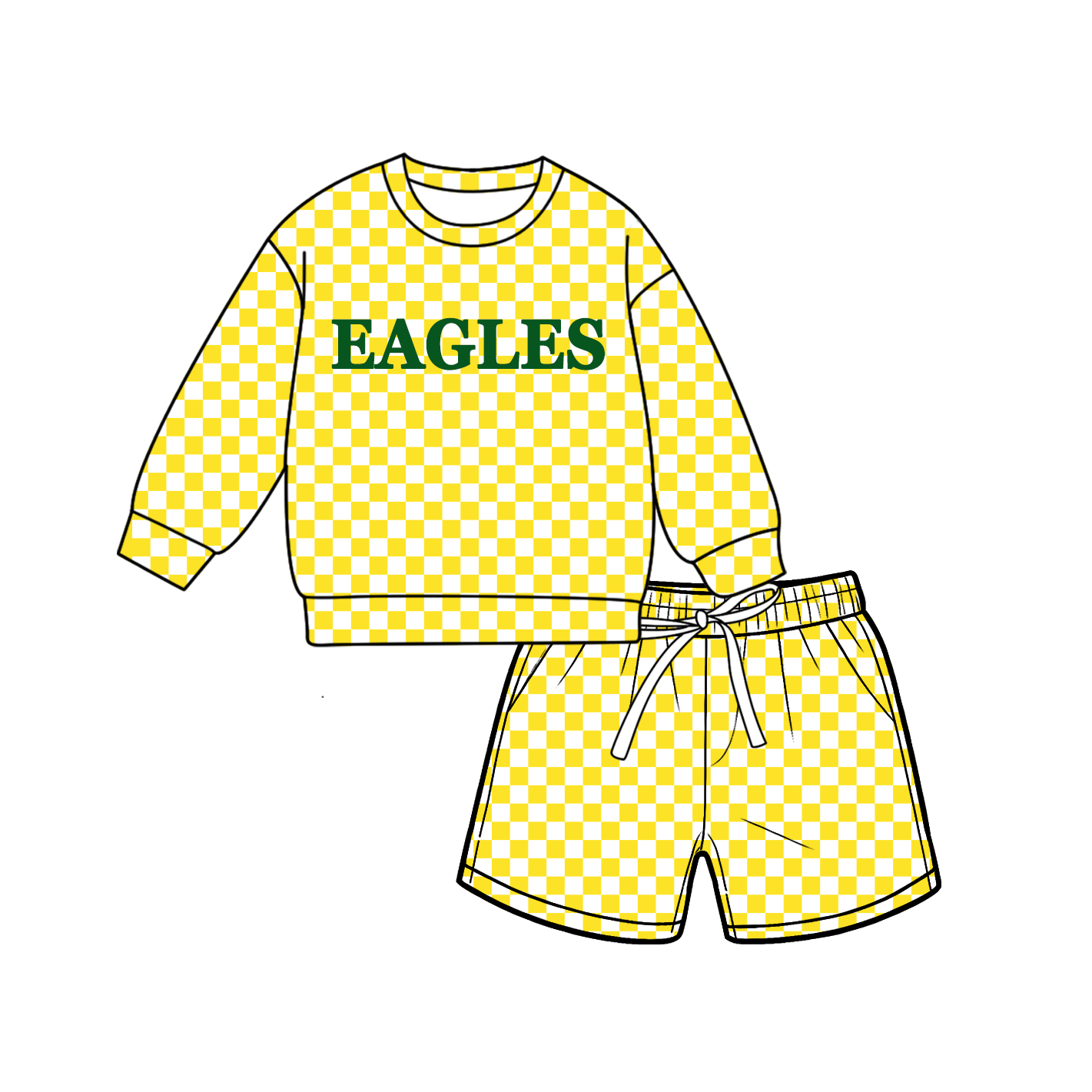 custom moq 5 mix size MSD070403 Baby Kids Plaid Long Sleeve Top And Shorts Set