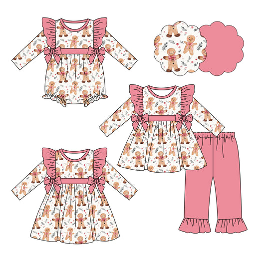 25.6.19 custom each style moq 5eta 4-6week Sibling Sisters Christmas baby girl long sleeve pants sets and dress and rompers match family design