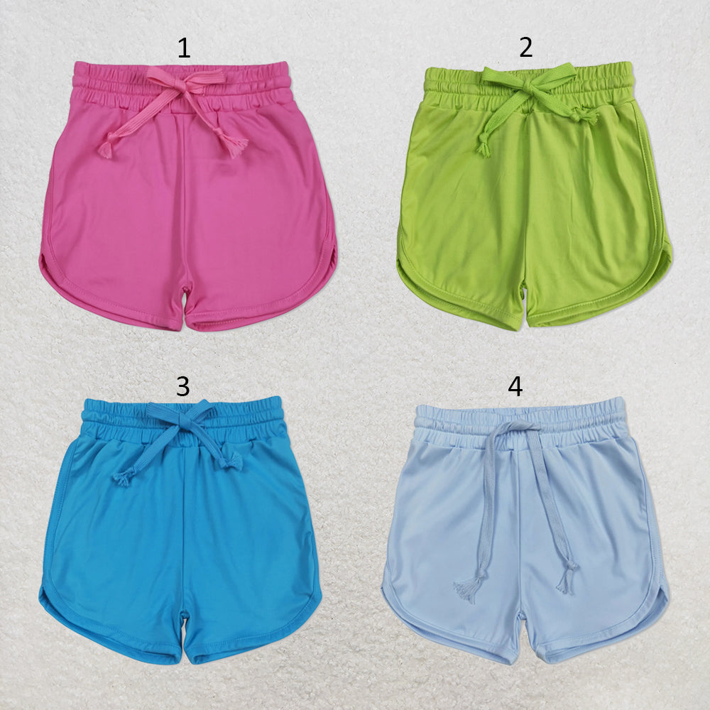 RTS NO MOQ Sibling yoga fabric cotton Baby Girls Solid Elastic Waist Yoga Shorts Summer Bottoms