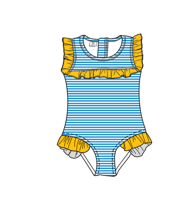 Custom moq 5 mix size milk silk summer teams Yellow baby girl boys clothes Two-Piece Swimsuit Set One Piece Swimsuits boy swim trunks