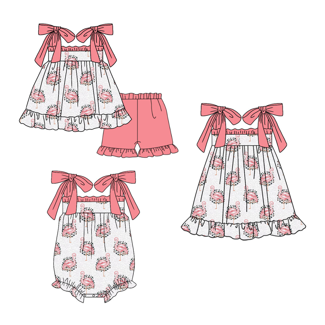 3.11  Custom moq 5 mix size Sibling Baby Girl's Sleeveless Top And Short Set Cute Romper Dress for Summer