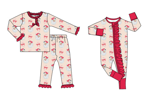 25.8.27 custom each style moq 5eta 4-6week Sibling Sisters Christmas bow baby girl clothes long sleeve pants sets and romper match family design