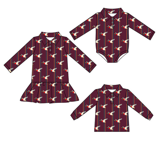 25.10.14 custom each style moq 5 eta 6-8week Sibling Sisters duck baby girl long sleeve dress and romper and top match family design