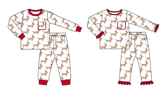 25.6.18 custom each style moq 5eta 4-6week Sibling Sisters Christmas baby girl long sleeve pants sets 1 and sets 2 match family design