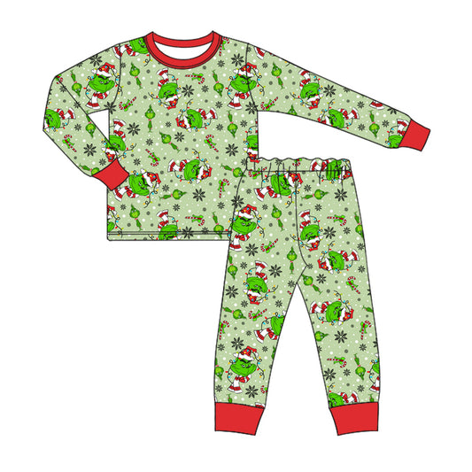 9.18 custom each style moq 5eta 4-6week Sibling Sister Christmas green baby boy sets and rompers match family design
