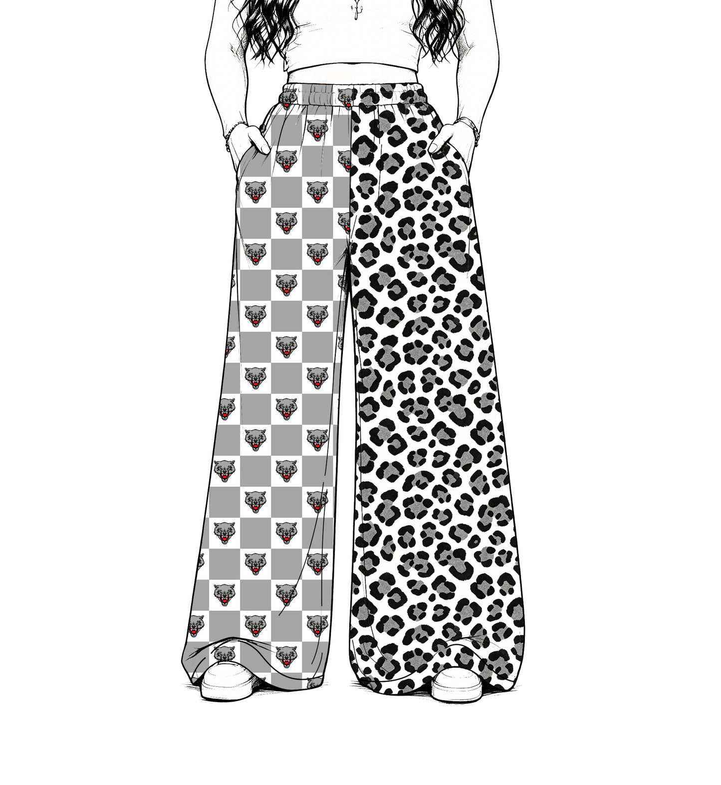 custom moq 5 mix size MSD072203 Baby Kids Leopard Checked Patchwork Long Pants Casual Team Bottom