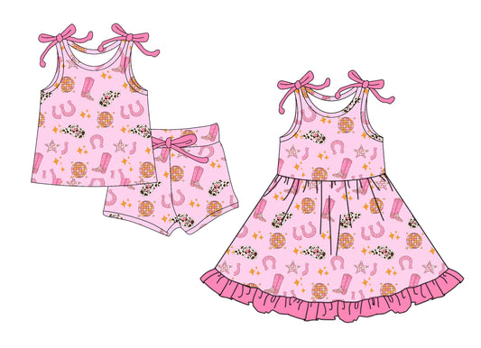 25.12.20 custom each style moq 5 eta 6-8week Sibling Sister boots baby short sleeve shorts sets and dress match design
