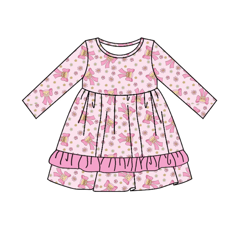 7.25 custom each style moq 5eta 4-6week Sibling Sister bow pink baby girls sets and dress and rompers match family design