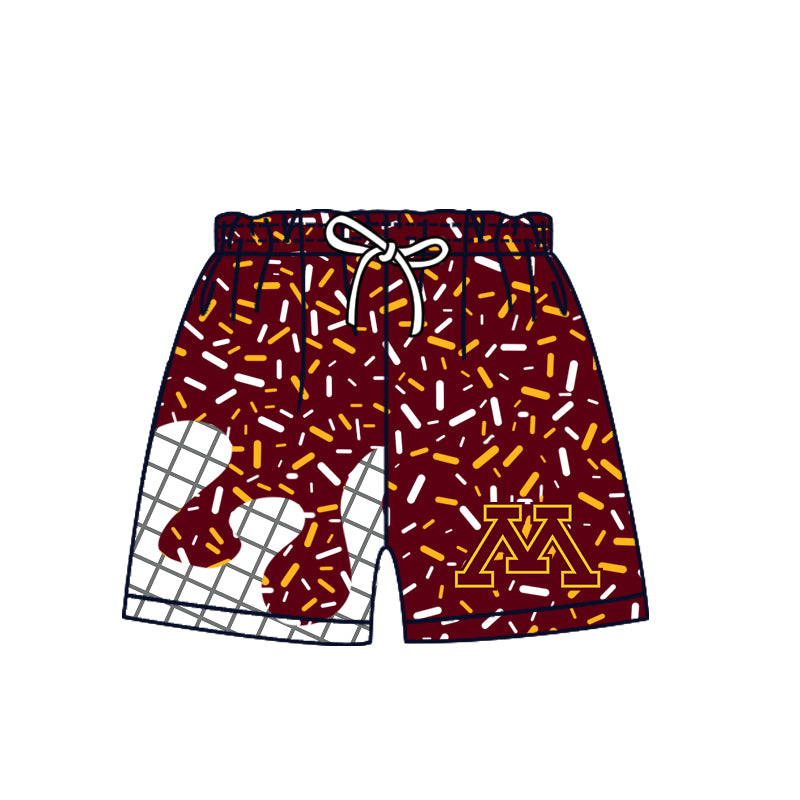 Custom moq 5 mix size milk silk summer teams Camo Hooded Short Sleeve Top Shorts Set Ice Cream Drips Dark Red Hooded Top with Matching Shorts For Kids