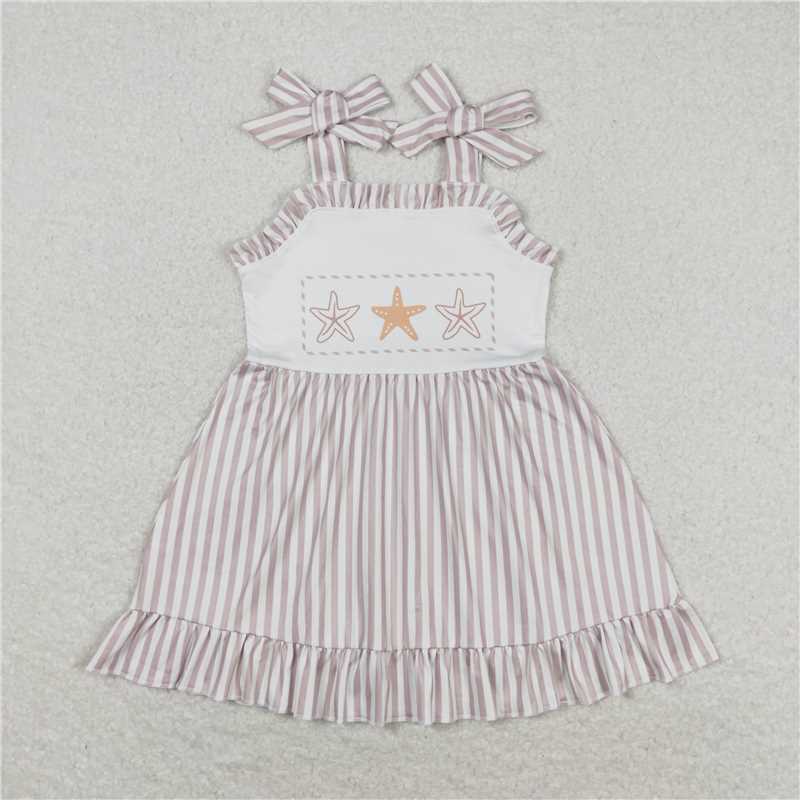 Baby Girls boys starfish prints brown plaid white boys and girls outfits Family siblings set