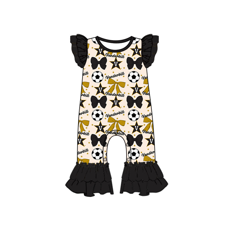 Custom moq 5 each style summer teams baby girls clothes team bow dark blue long sleeve hooded pants sets and dress 1 and dress 2 and romper-25.6.14