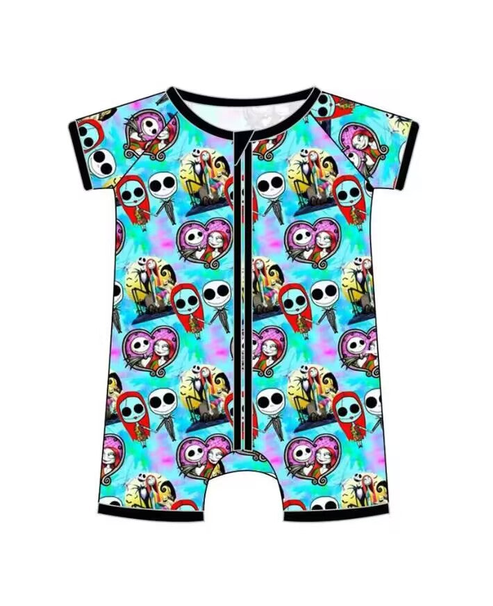 5.9custom each style moq 5eta 4-5week Sibling Sister Halloween style prints blue girls and boys outfits and baby rompers match family design