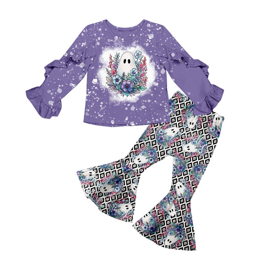 8.7 custom each style moq 5eta 4-6week Sibling Sister ghost baby girls sets and dress match family design