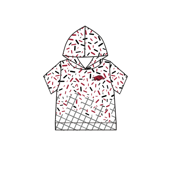 Custom moq 5 mix size milk silk summer teams Baby Camo Hooded Short Sleeve Top and Shorts Set Ice Cream Drips White Hooded Top with Matching Shorts