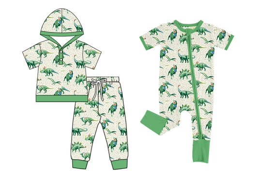 5.2 custom each style moq 5eta 4-6week Sibling Sisters dinosaur baby boy short sleeve pants sets and rompers match family design