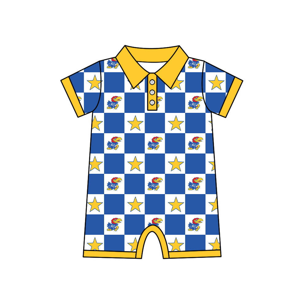 Custom moq 5 mix size milk silk summer teams Blue Checked Bows Baby Girl Sleeveless Top Skirt Short Set Dress And Shorts Yoga Outfit Boy's Top Shorts Set Romper