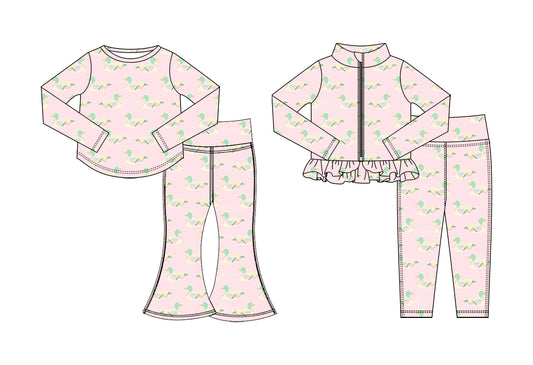 25.11.1 custom each style moq 5 eta 6-8week Sibling Sisters duck baby girl long sleeve pants sets 2 match family design