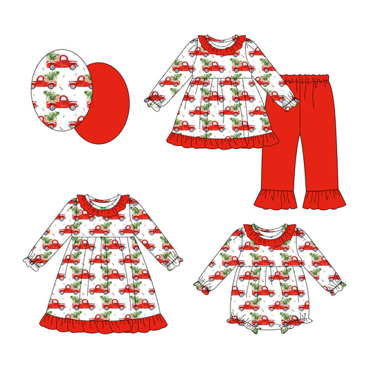 25.7.21 custom each style moq 5eta 4-6week Sibling Sisters Christmas baby girl long sleeve pants sets and dress and rompers match family design